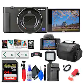 Sony - ZV-1 Digital Camera + 64GB Memory Card + Photo Software + Battery + More