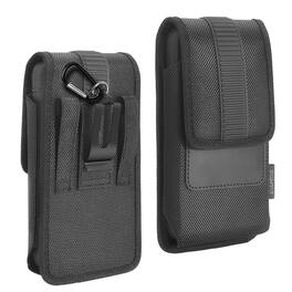 LUXMO - Large Vertical Universal Nylon Phone Pouch with Credit Card Slot - Black