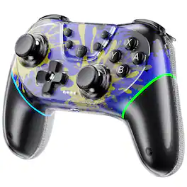 Cluzine - Wireless Game Controller for Switch & PC Bluetooth Dual Shells Dual Hall RGB Lighting Vibration Turbo - Blue
