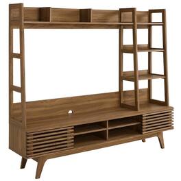 FurniFact - Wood TV Stand Entertainment Center with Spacious Surface - Brown