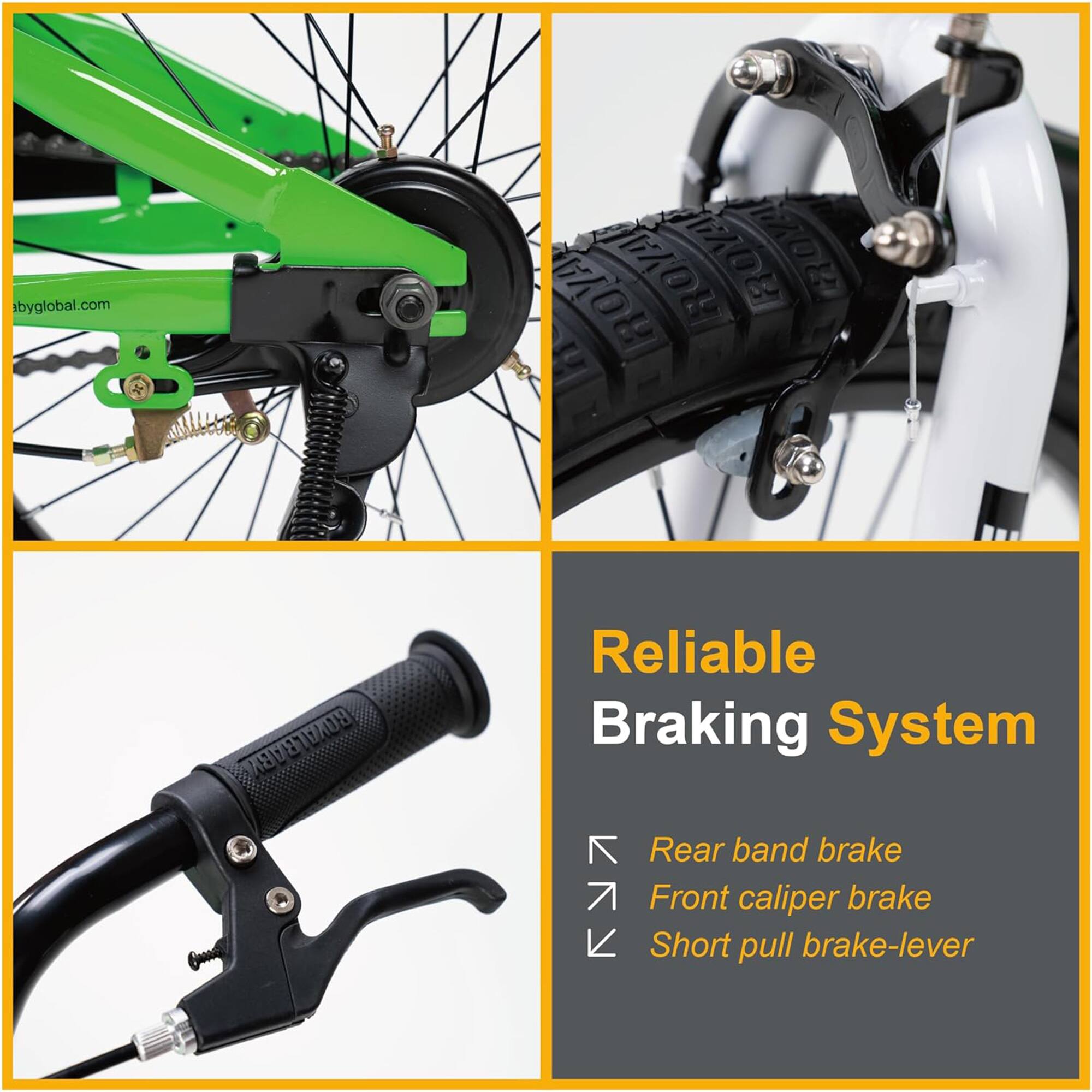 byglobal.com ROYA 6A01 ROYAL 702 BOKTBUBK Reliable Braking System Rear band brake Front caliper brake Short pull brake-lever