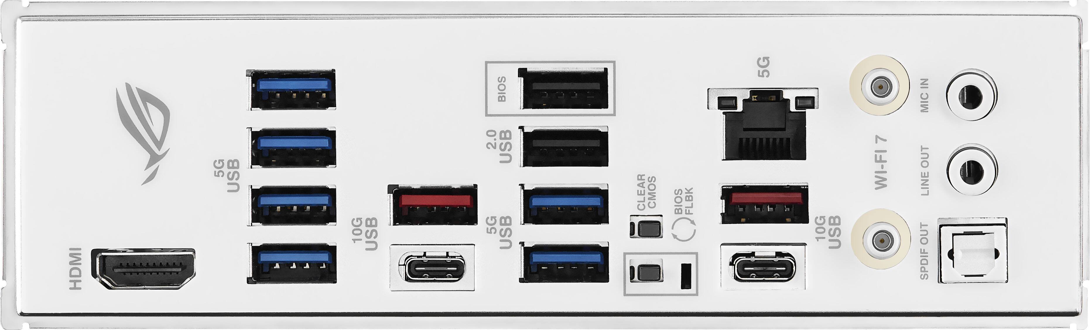 HDMI  
5G USB  
10G USB  
BIOS  
2.0 USB  
5G USB  
CLEAR CMOS  
BIOS FLBK  
5G  
10G USB  
7  
WI-FI  
IN  
MIC  
OUT  
LINE OUT  
SPDIF