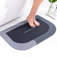 Front. Garnen - Bathroom Rugs Non Slip Bath Mat Rug, 20"x31" Diatomaceous Earth Bath Mat, Thick, Water Absorbent & Quick Dry Bath Mats - Gray.