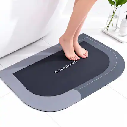 Front. Garnen - Bathroom Rugs Non Slip Bath Mat Rug, 20"x31" Diatomaceous Earth Bath Mat, Thick, Water Absorbent & Quick Dry Bath Mats - Gray.