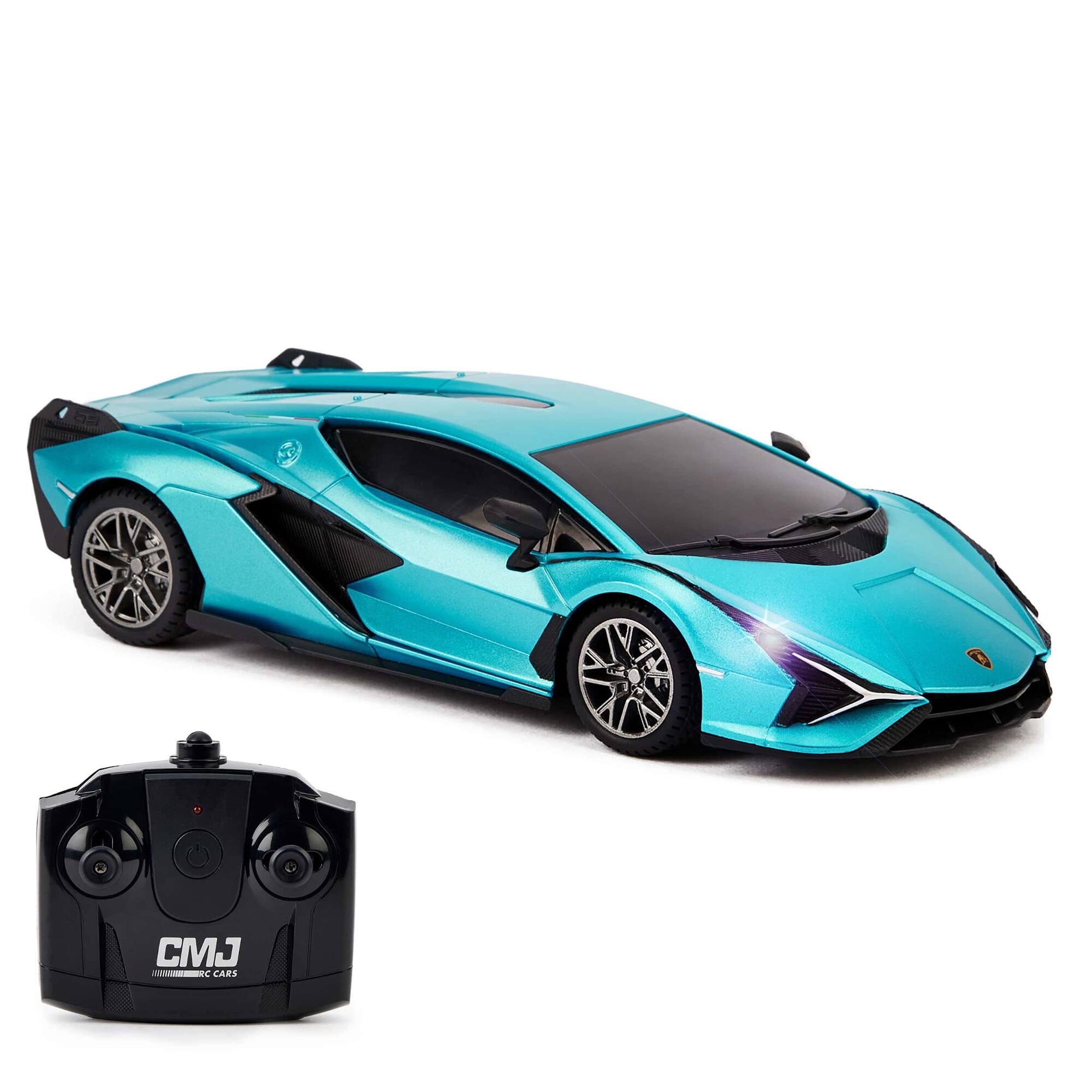 Front. CMJ RC Cars - CMJ RC Cars: Lamborghini Sián FKP 37 - Blue - 1:24 Scale, 2.4GHz, LED Headlights.