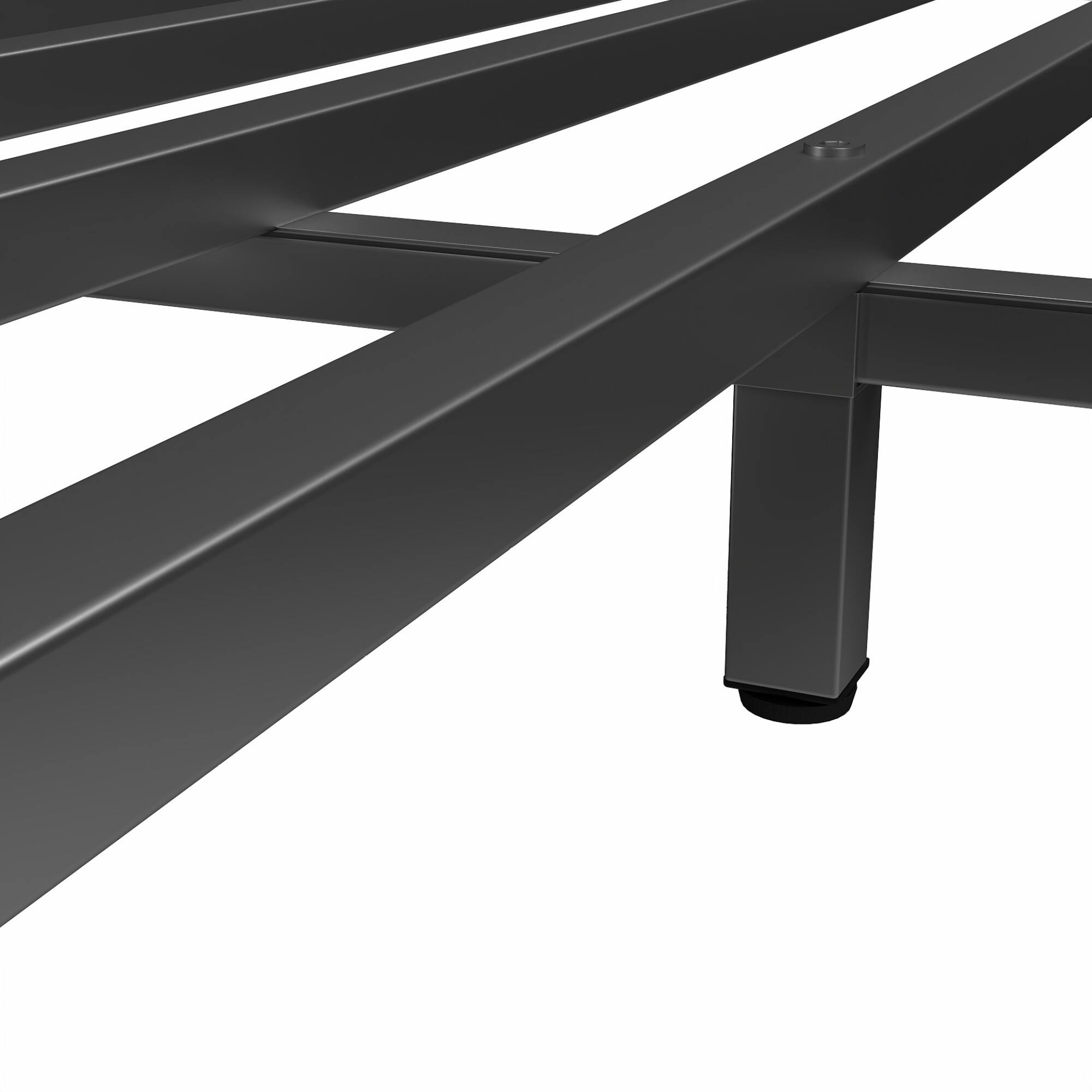 Left. GOODSILO - Twin Over Full Metal Bunk Bed with Removable Stairs and Integrated Storage, Heavy Duty Frame for Teenagers and Adults - Black.