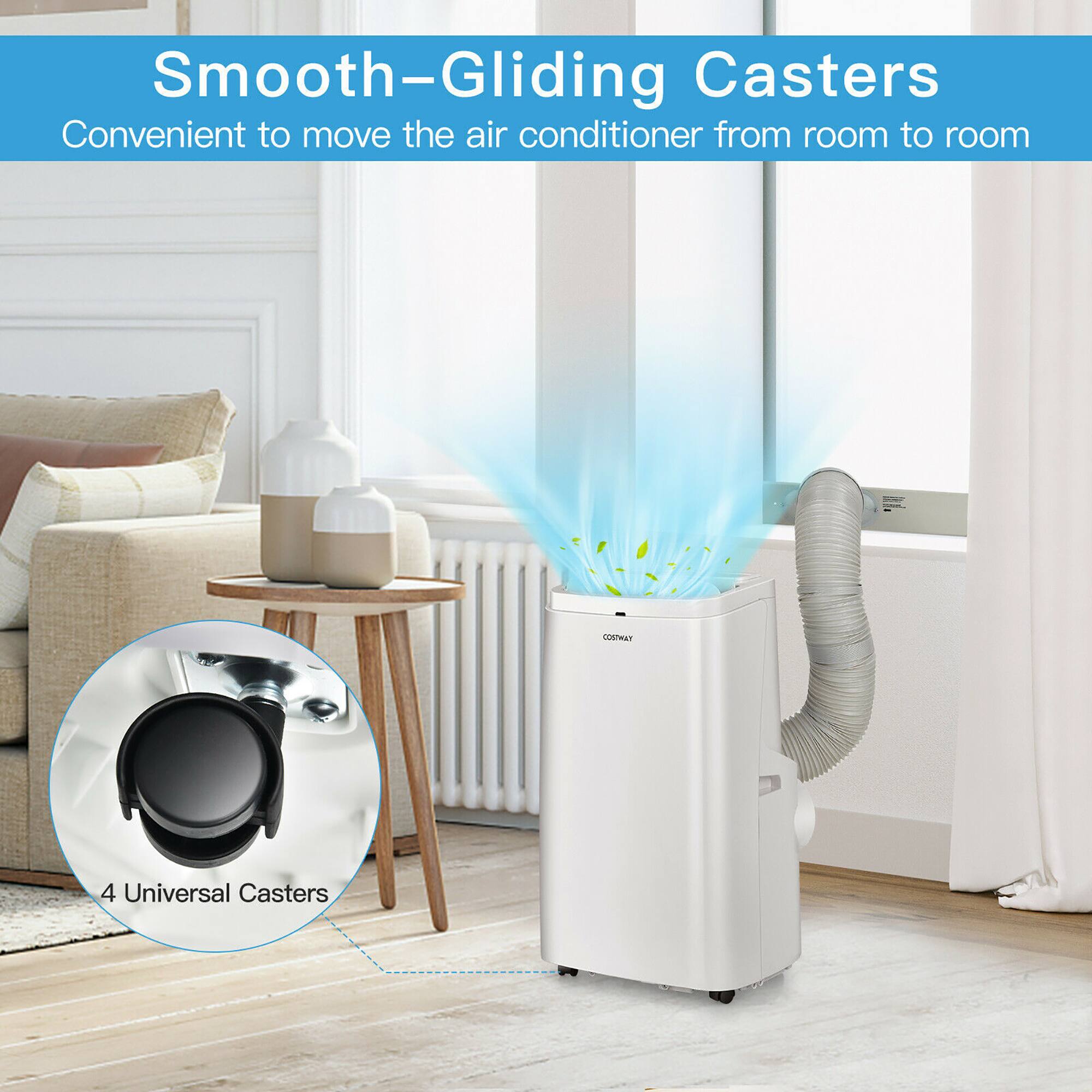 Smooth-Gliding Casters Convenient to move the air conditioner from room to room  4 Universal Casters
