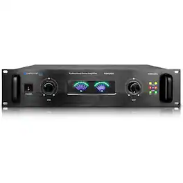 Technical Pro - 6000W Professional Stereo Power Amplifier, Portable PA System w XLR, RCA, 1/4" Inputs, Dual Cooling Fans - Black