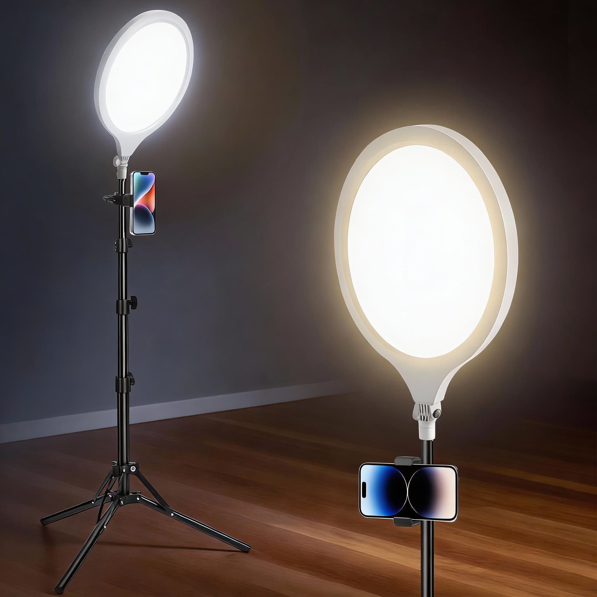 OMOMMD - Ring Light Tripod For Professional With Stand Phone Holder Adjustable Height Video Recording Photography Li - White