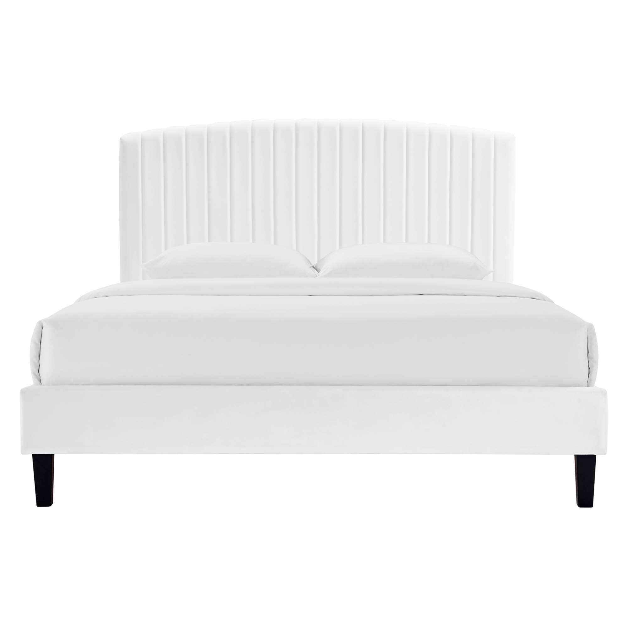 Alt View 8. Modway - Alessi Performance Velvet Queen Platform Bed - White.