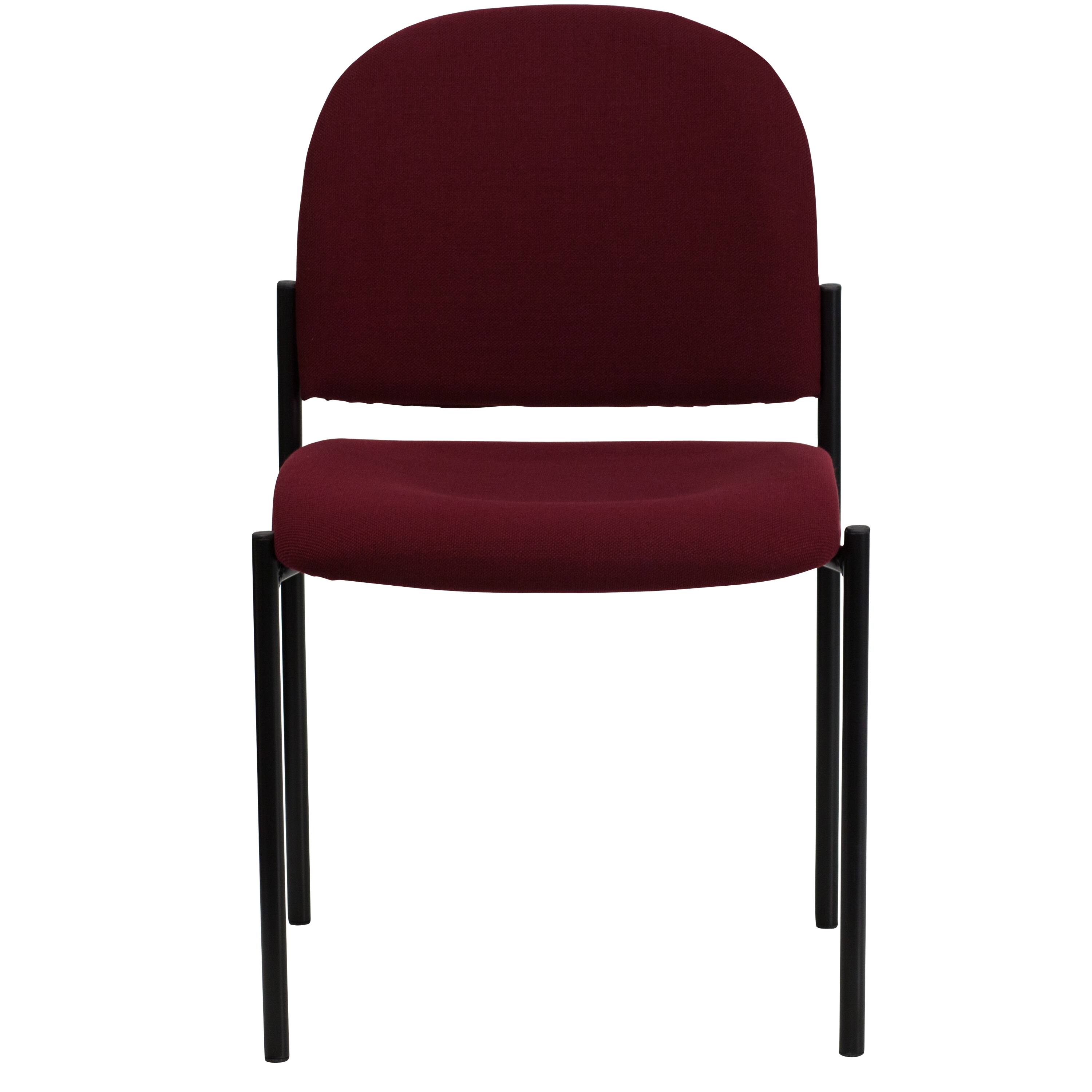 Alt View 7. Emma + Oliver - Comfort Stackable Steel Side Reception Chair - Burgundy Fabric.