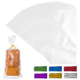 Zulay Kitchen - Simple Craft 200 Pack Candy Treat Cellophane Bags with Ties (5''x7'') - Clear