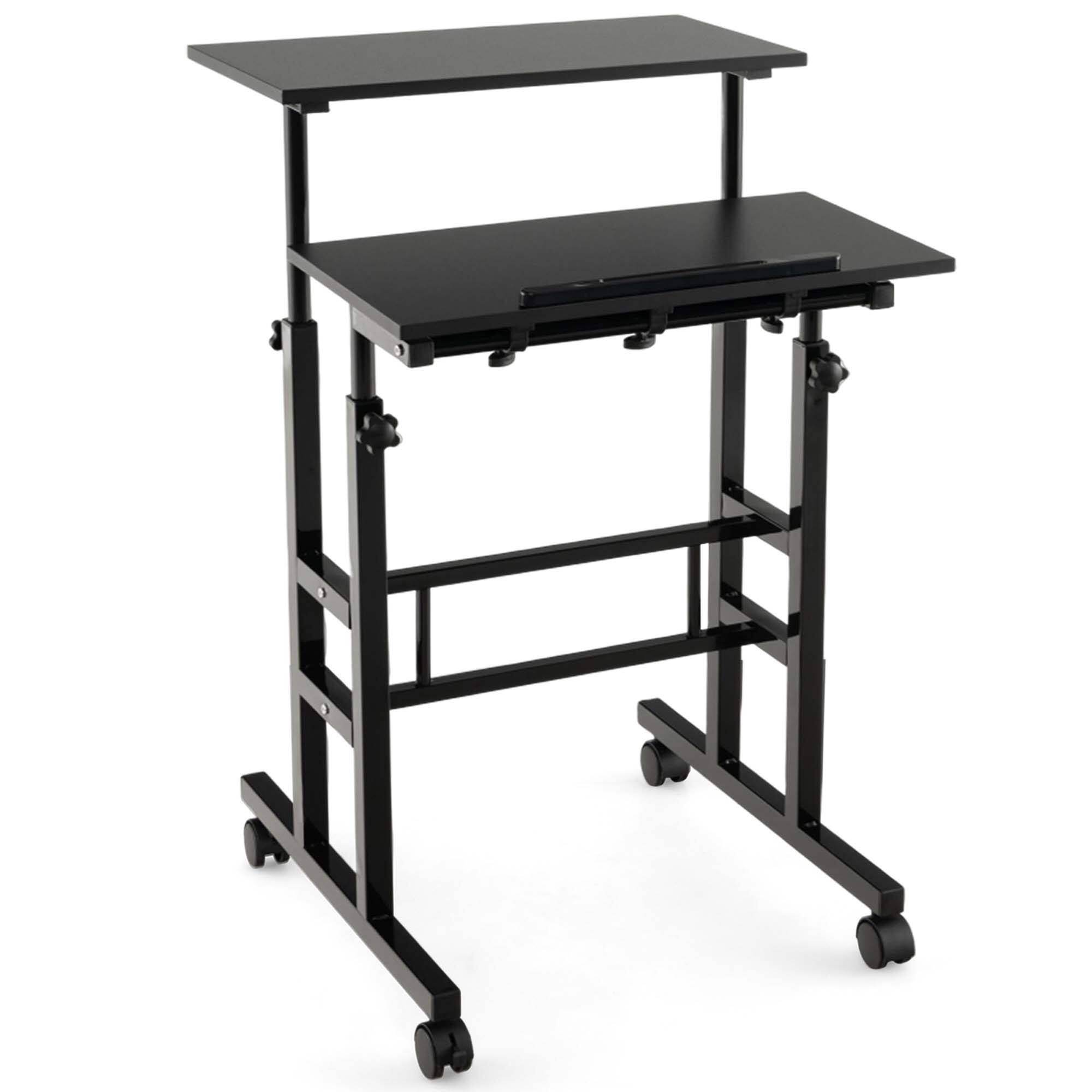 Alt View 18. Costway - Mobile Standing Laptop Desk - Black.