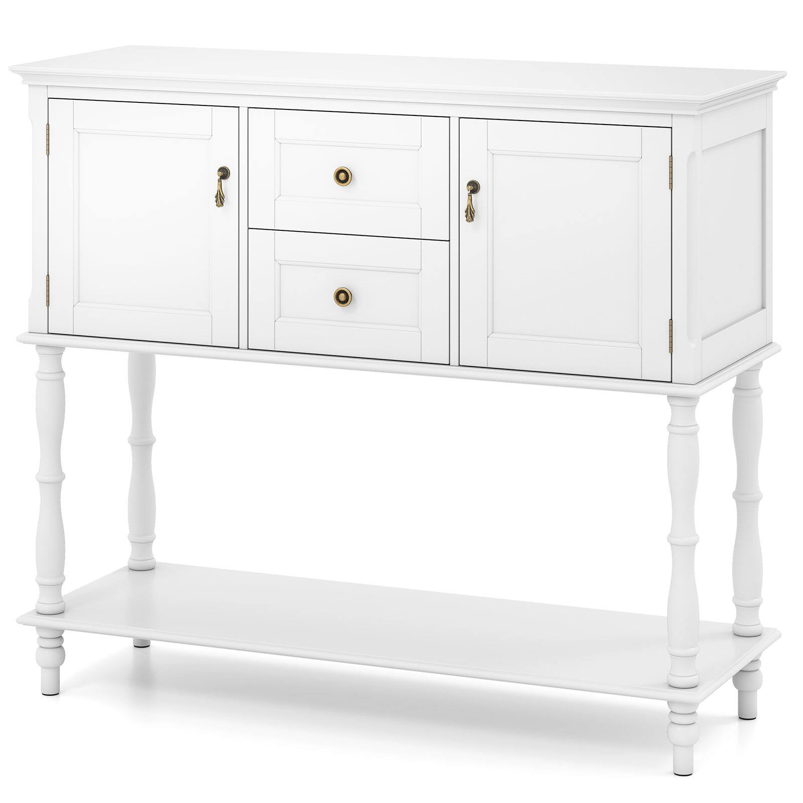 Alt View 9. Costway - Costway Console Table with 2 Drawers & 2 Door Cabinets, Open Storage Shelf for Living Room - White.