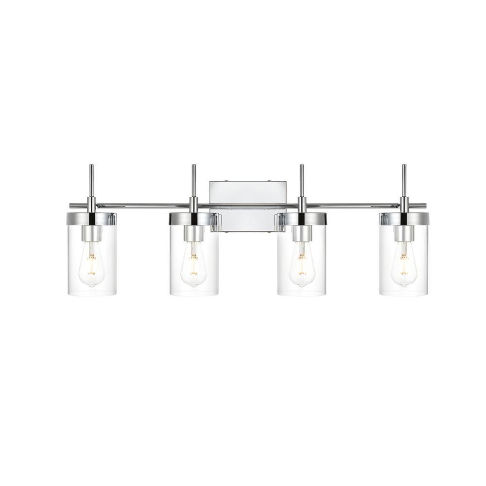 Alt View 2. Living District - Benny 4 light Chrome and Clear Bath Sconce - Chrome And Clear.