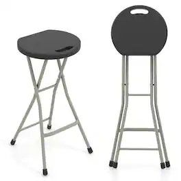 Costway - 2 PCS Portable Folding Stools Lightweight Fishing Stool with 330 lbs Limited - Black,Silver