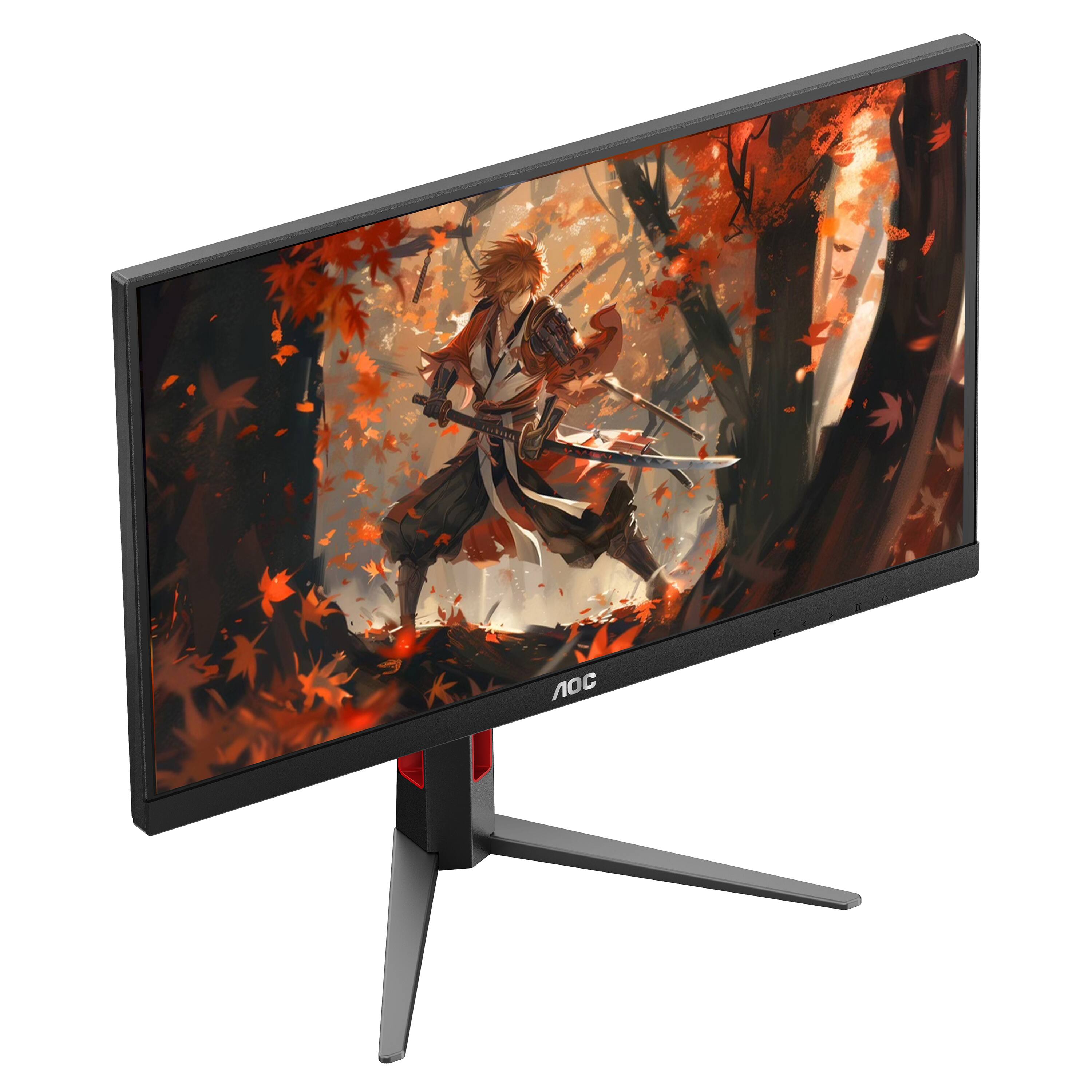 Alt View 1. AOC - 27G4 27" IPS FHD 180Hz 1ms Gaming Monitor - Black/Silver/Red.