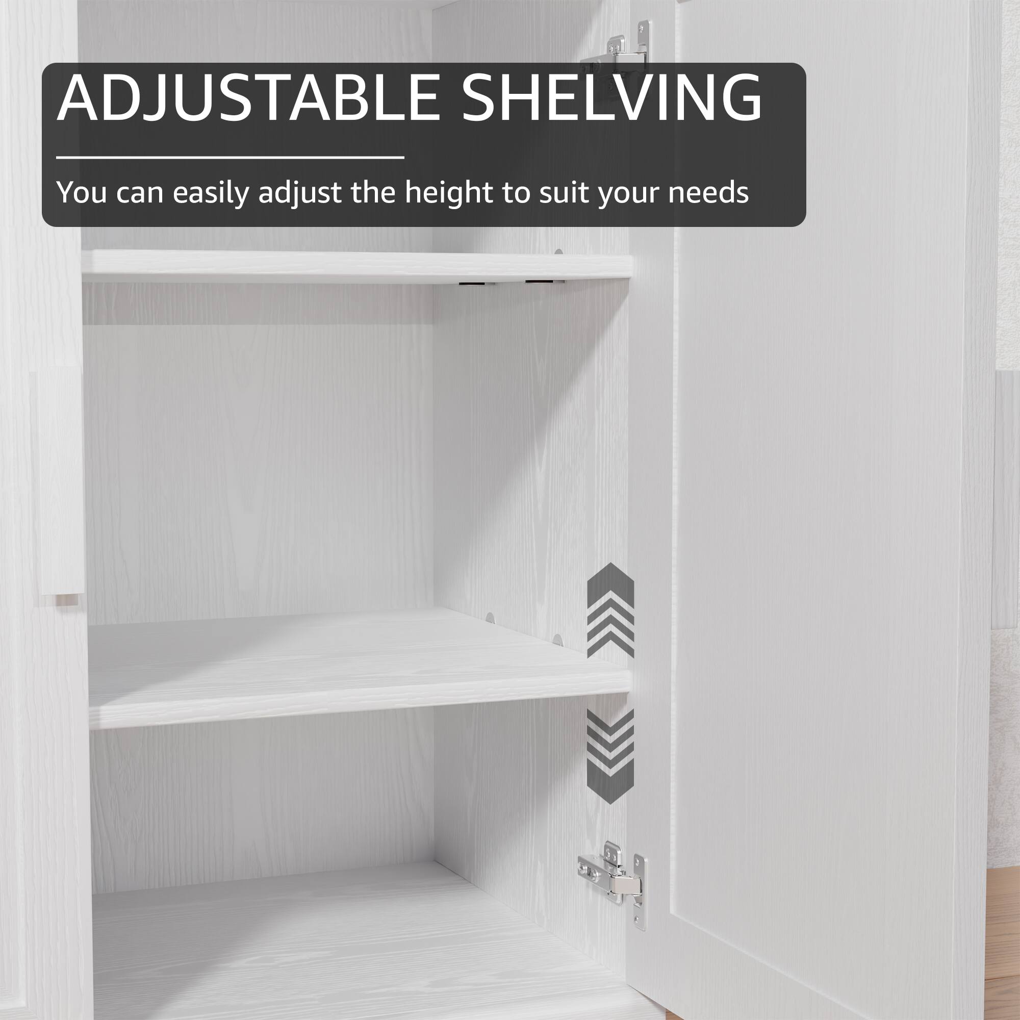 ADJUSTABLE SHELVING  
You can easily adjust the height to suit your needs