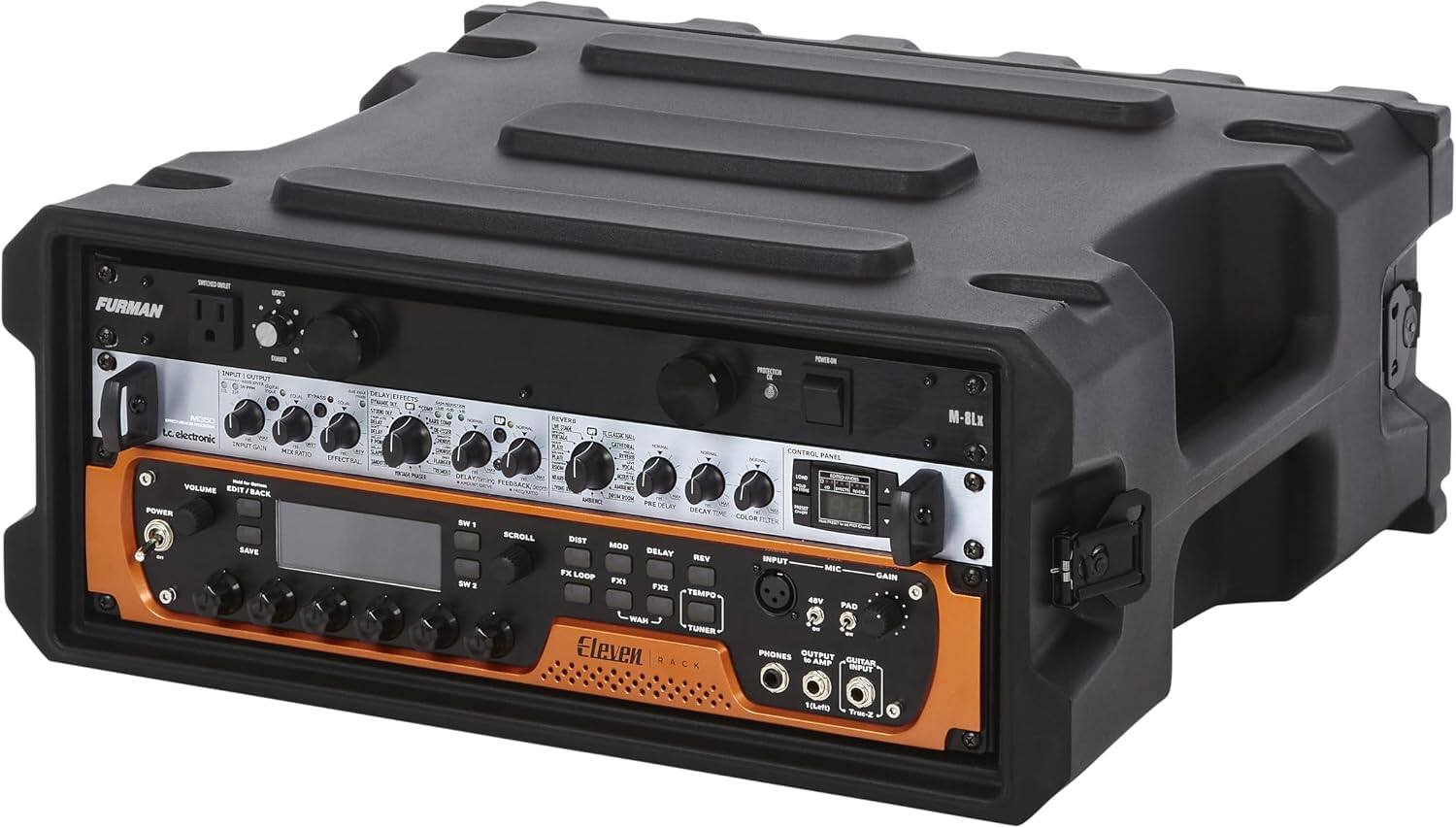 FURMAN - us - SMPUT - G B DELKH DELKVIETFERS ~ TTAM Tues REVERS 7MI tc electronic SX. INPUTGAN GEWRK MOBATIO  CONTROL EFECTI FA PANEL - WA DELAY_InG FELDSACK VOLUME EDIT BACK a.  PRE DLKY POWER DECAYT THE COLOR SW 1 VSTIA SCROLL DIST SAVE MOD DELAY REV INPUT MIC FX LOOP GAIN SW 3 FX1 FXE TEMPO 48V PAD WAH TUNER Leven RACK PHOMES OUTPUT - AMP QUITAR INPUT M-BLx S0LUT Trae-E