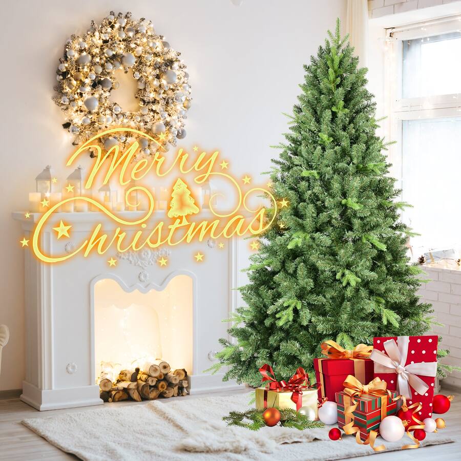 BreeBe 4FT Classic Christmas Tree with 636 PE+PVC Tips Realistic Hinged ...