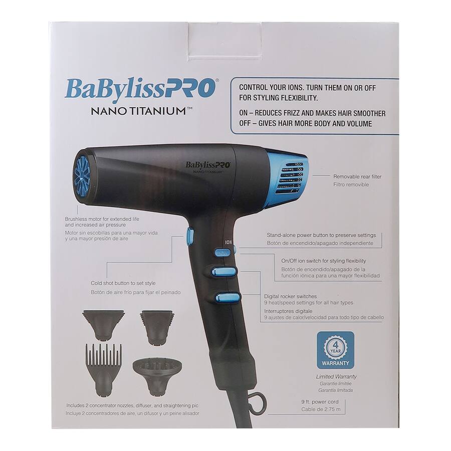 Titanium Cold Setting BaBylissPRO Nano Titanium Dual Ionic Dryer Black & Blue #BNTMB9100 ...