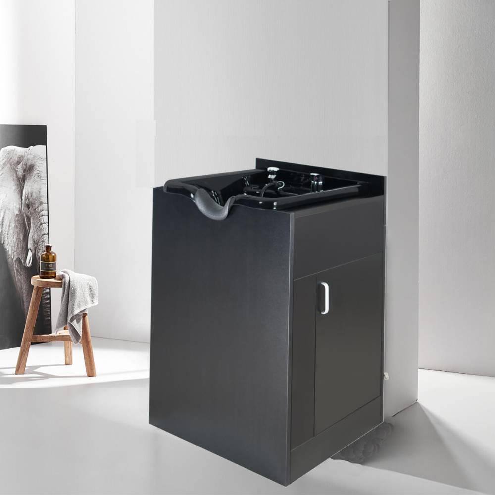 Angle. Winado - Backwash Shampoo Station Shampoo Bowl with Cabinet Hair Wash Sink for Salon Spa - Black.