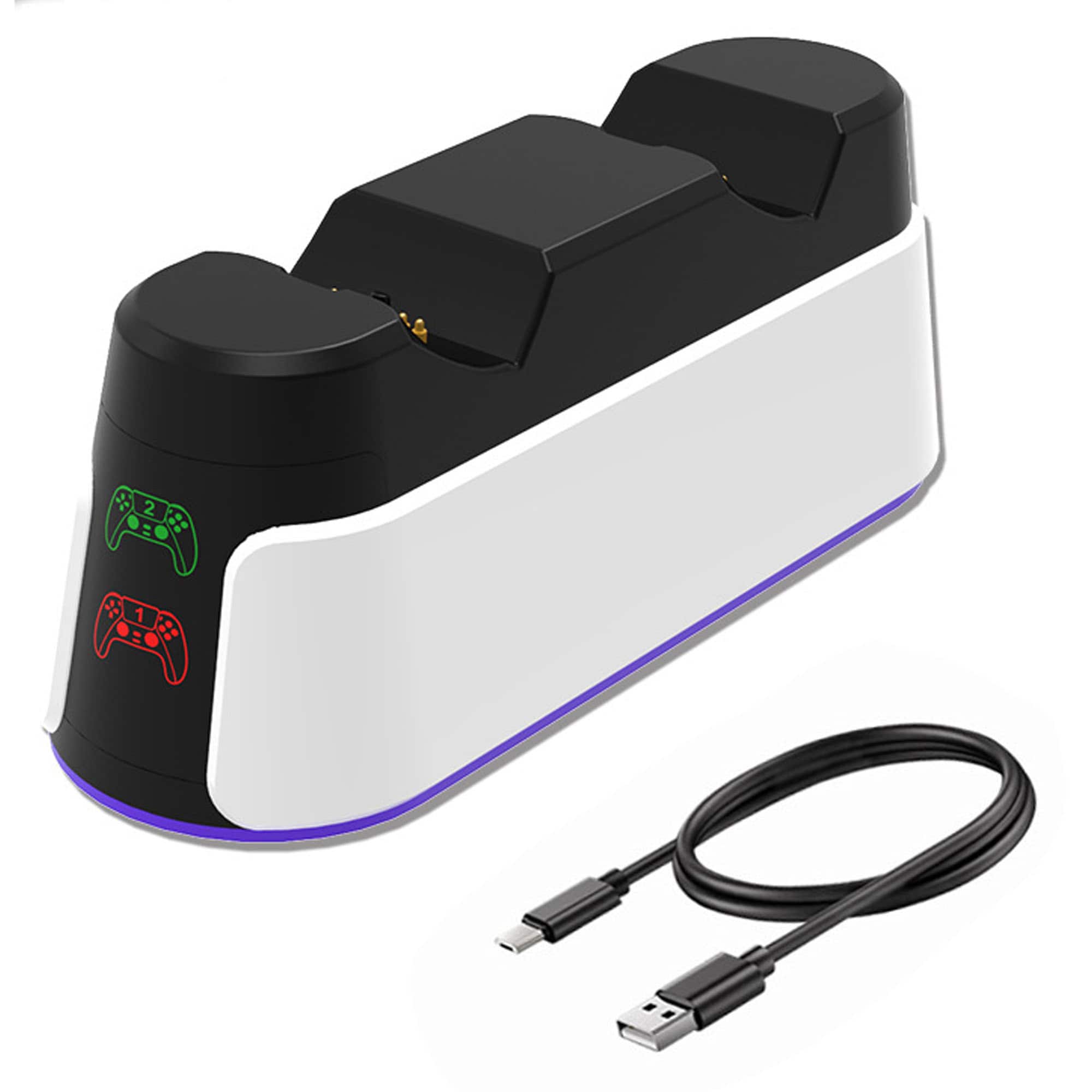 YONWAY - PS5 Gaming Controller Charging Dock with RGB Lighting, Fast Charging, Dual-Station Charger, PS5 Gamepad Accessory