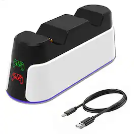 YONWAY - PS5 Gaming Controller Charging Dock with RGB Lighting, Fast Charging, Dual-Station Charger, PS5 Gamepad Accessory