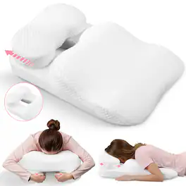 wowmax - Face Down Pillow After Eye Surgery,Headrest Position is Fully Adjustable,Pillowcase is Removable and Washable - White