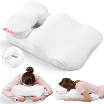 Front. wowmax - Face Down Pillow After Eye Surgery,Headrest Position is Fully Adjustable,Pillowcase is Removable and Washable - White.