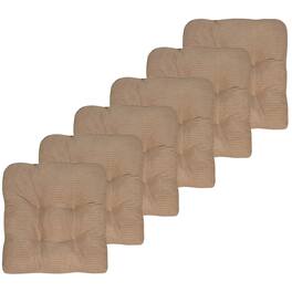 Sweet Home Collection - Crushed Memory Foam Tufted Chair Cushion Non Slip Microdot Rubber Back, 6-Pack - Taupe