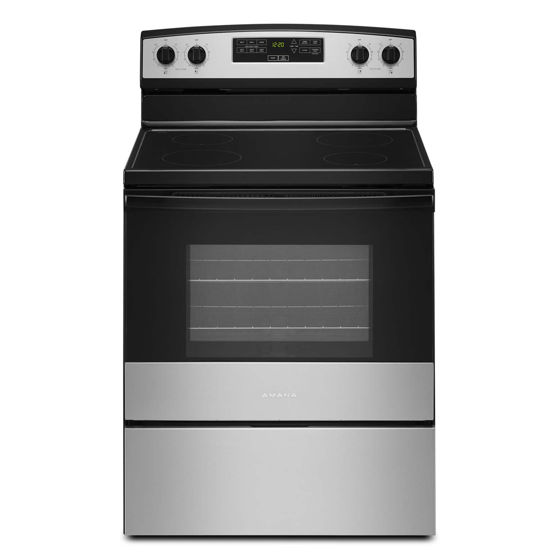 Amana - 4.8 Cu. Ft. Freestanding Electric Range with Extra-Large Oven Window - Stainless Steel - Front_Zoom