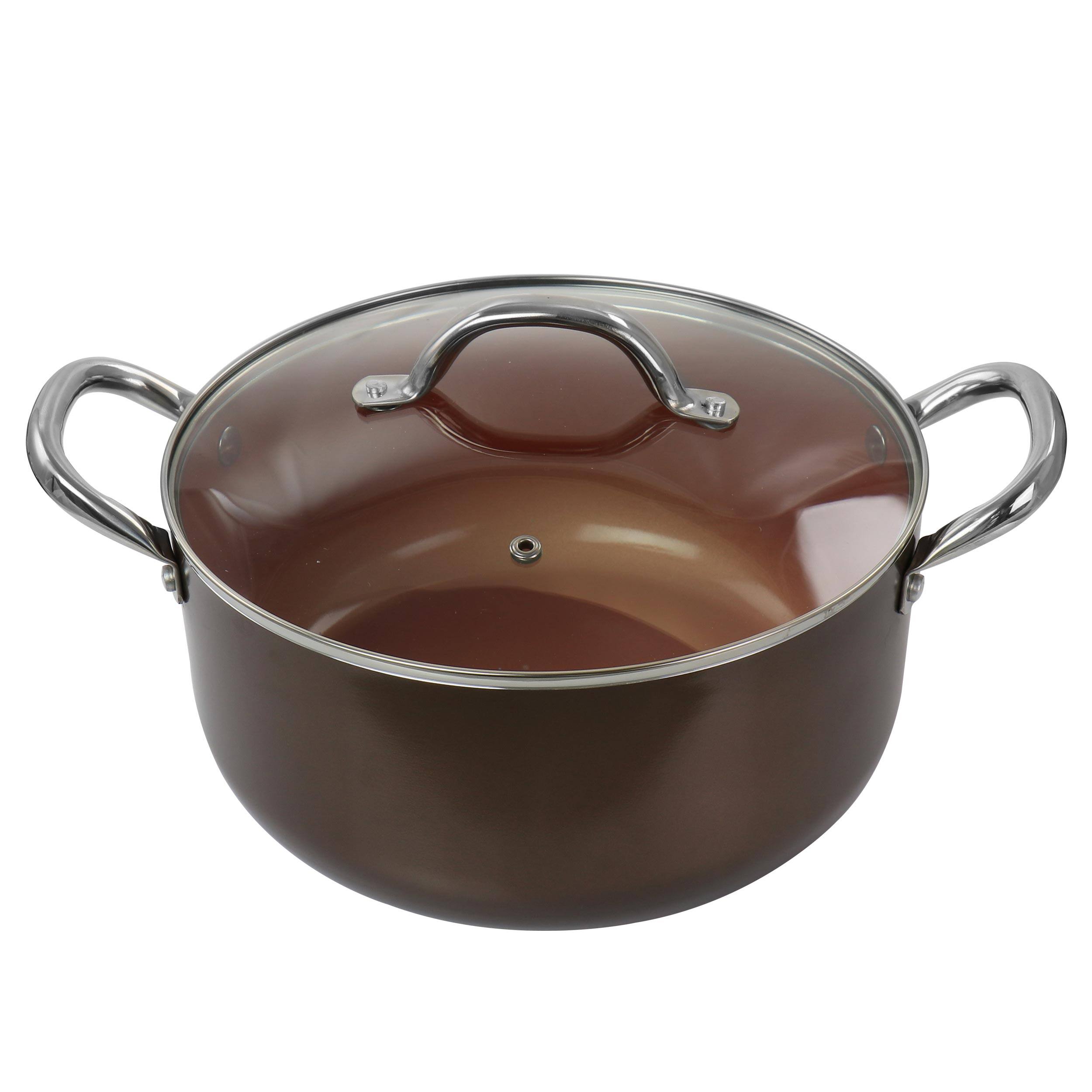 Alt View 5. Gibson - Spice by Tia Mowry Savory Saffron 16 Piece Ceramic Nonstick Cookware Set in Teal - Copper.