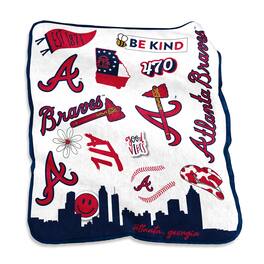 Logo Brands - Atlanta Braves 50'' x 60'' Native Raschel Plush Throw Blanket - Multicolor