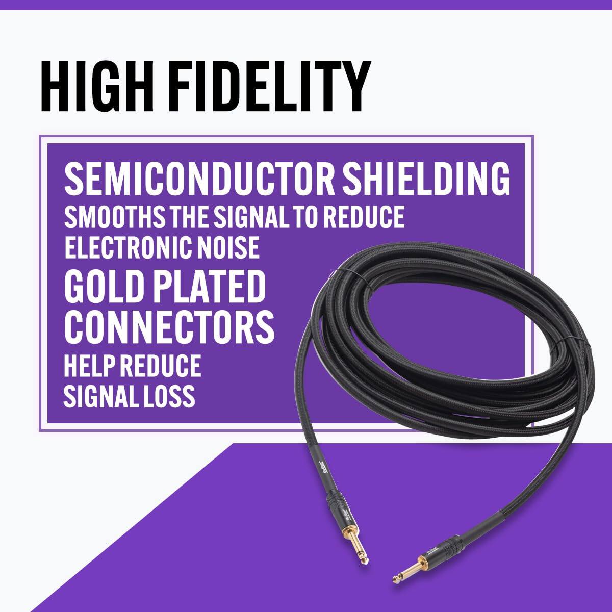 HIGH FIDELITY

SEMICONDUCTOR SHIELDING SMOOTHS THE SIGNAL TO REDUCE ELECTRONIC NOISE

GOLD PLATED CONNECTORS HELP REDUCE SIGNAL LOSS