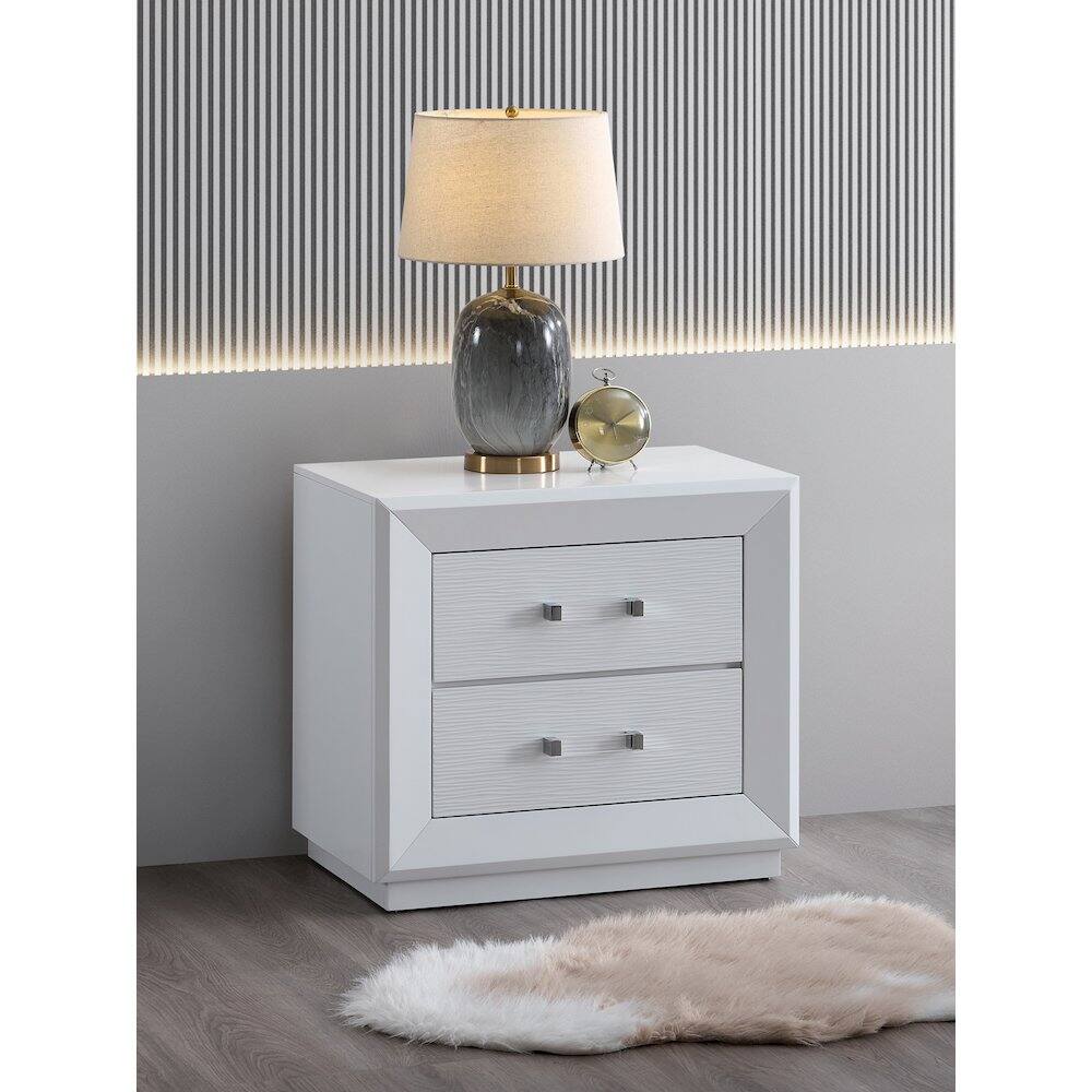 Alt View 3. Glory Furniture - Mars Nightstand - White.