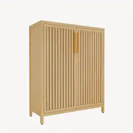 Boyel Living - Forty Two Inch Bamboo Storage Cabinet Multi Scene Use with Open Shelves Shoe or Bathroom Cabinet - Natural