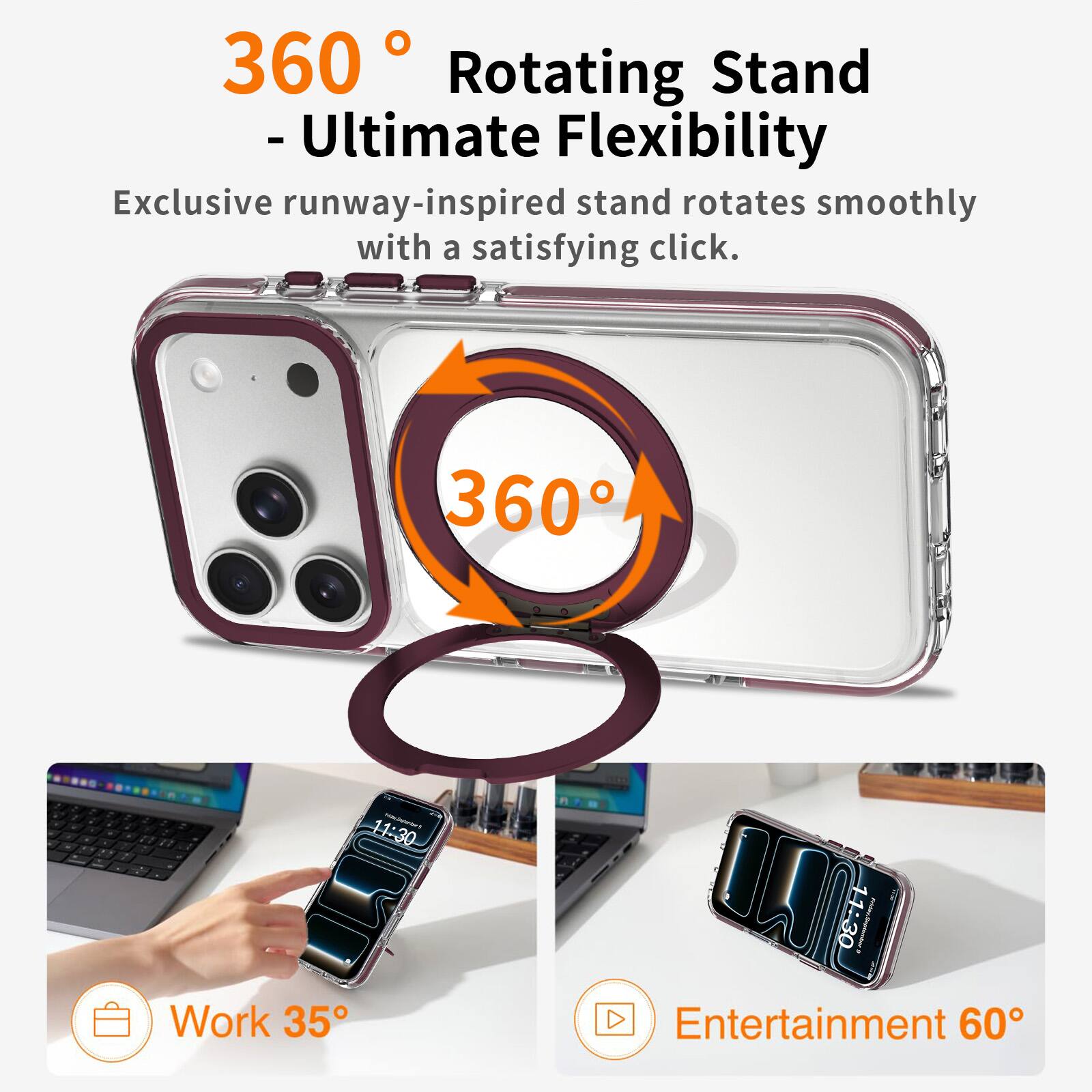 UUCOVER Magnetic Case for Apple iPhone 18 Pro,Shockproof TPU+PC Ring ...