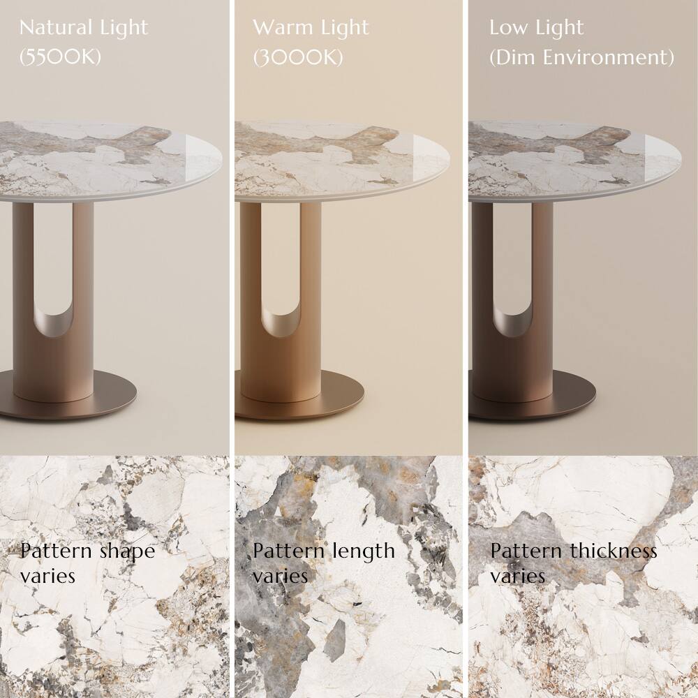 Natural Light (5500K)  
Warm Light (3000K)  
Low Light (Dim Environment)  

Pattern shape varies  
Pattern length varies  
Pattern thickness varies