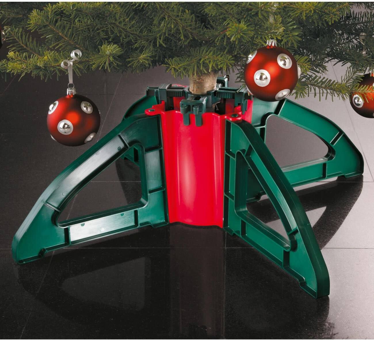Alt View 1. Northlight - Christmas Tree Stand with Clamping System - For Real Live Trees Up To 10' - Red.