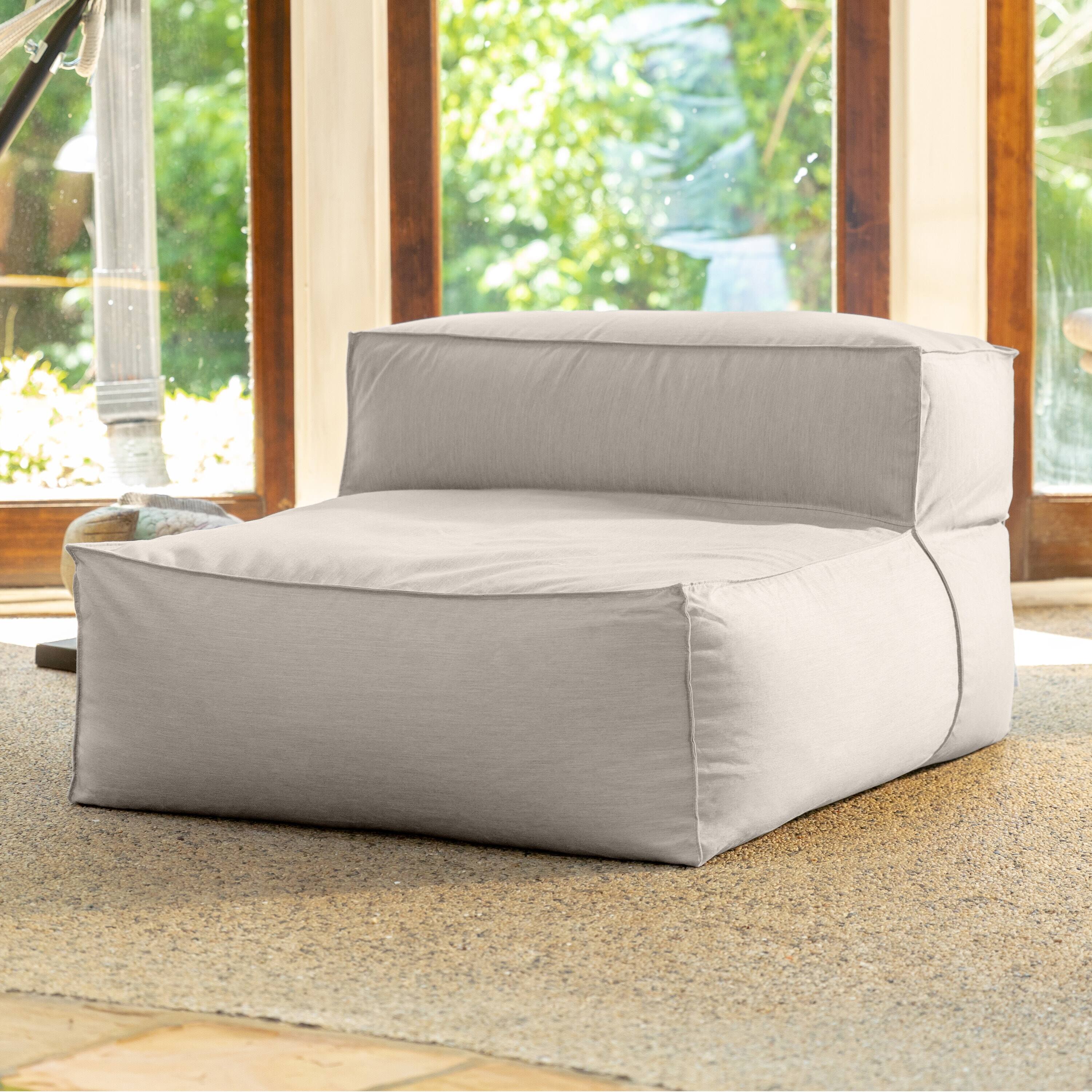 Angle. Jaxx - Baya Outdoor Center Seat - Luxurious Oversized European Style Outdoor Soft Seating, Sunbrella Silver - Silver.