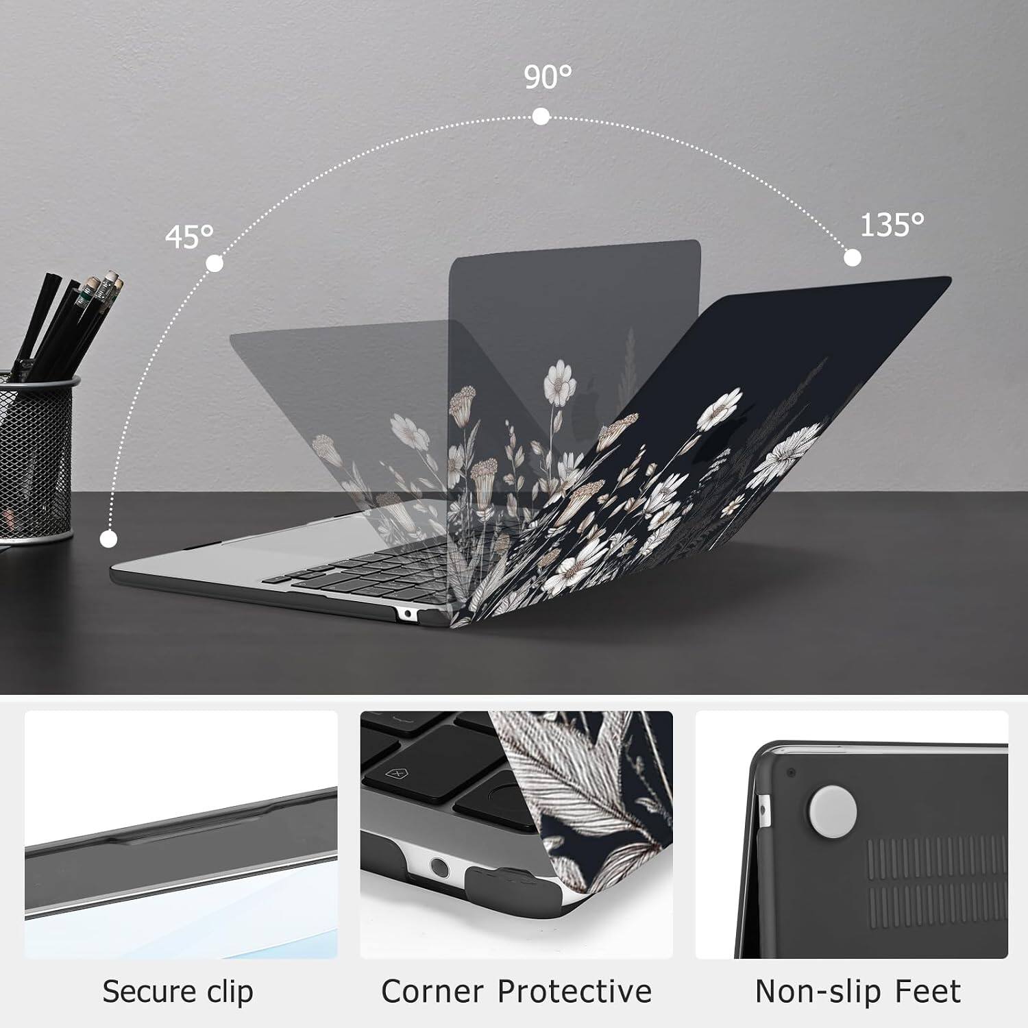 90° 45° 135° Secure clip Corner Protective Non-slip Feet