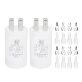 Unique Bargains - 2pcs 2uF CBB60 Run Capacitor, AC 450V 4 Pin Double Insert with Sheath Spring for Motor Start - White