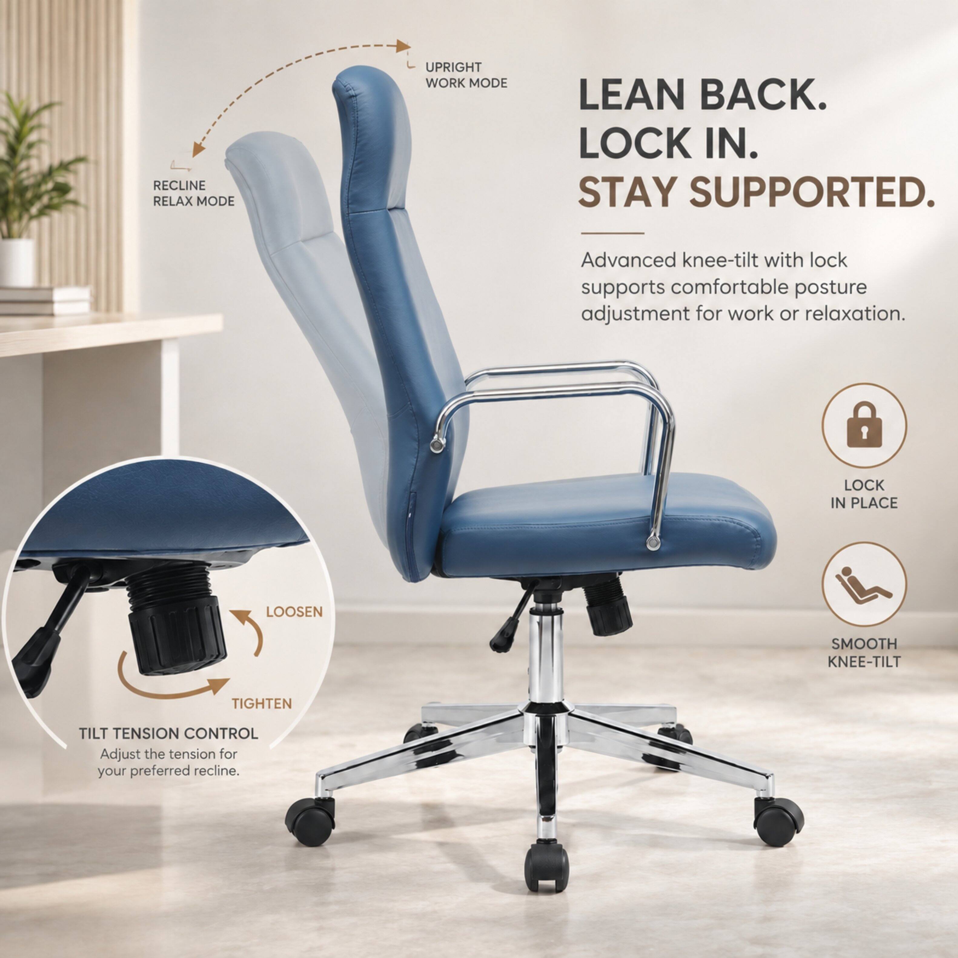 LeisureMod Flux Series Modern Ergonomic Executive Office Chair, Swivel ...