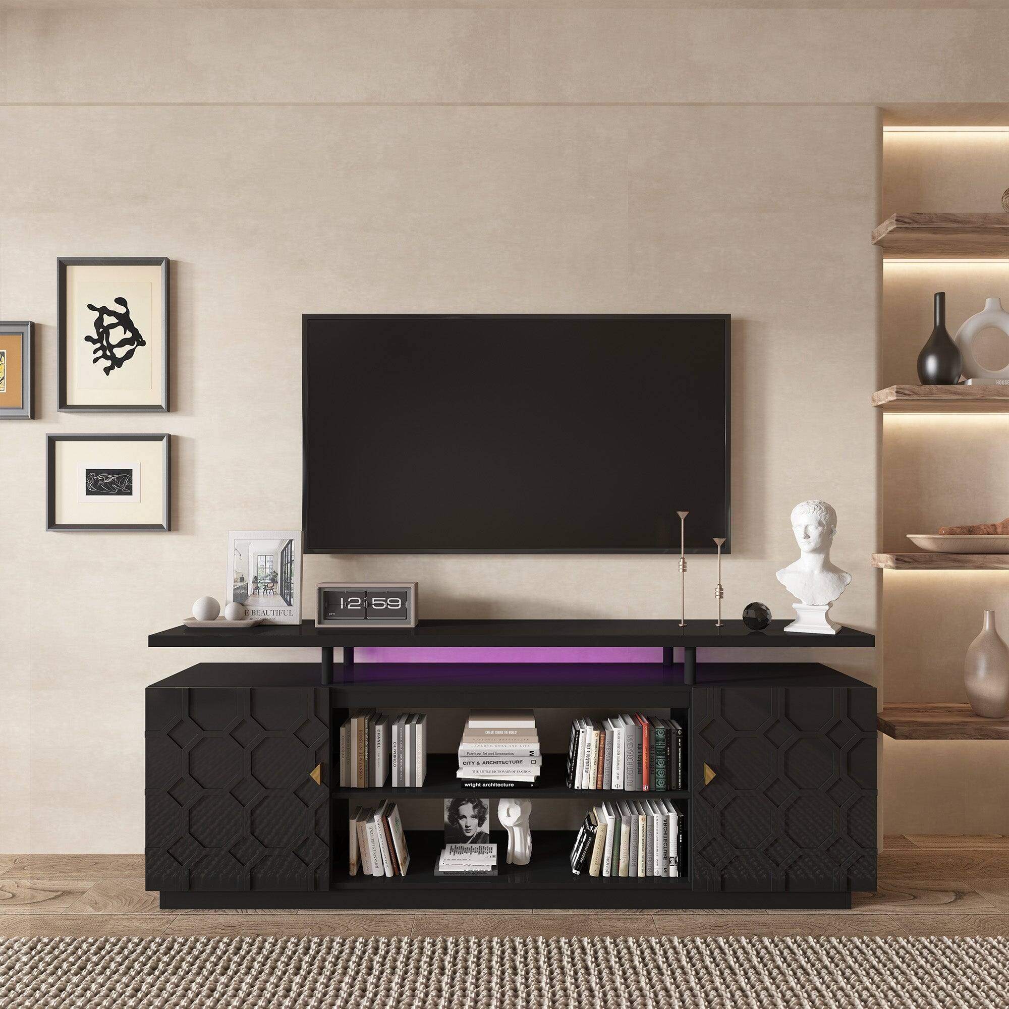 Alt View 1. Boyel Living - Black Multifunctional TV Stand Fits TVs up to 70 to 80 in. - Black.