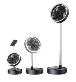 FINEAK - 16000mAh Foldable Oscillating Pedestal Fan with LED Light, Remote & Case