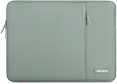 Front. mosiso - 15-16 Inch Laptop Sleeve with Pocket, Polyester Vertical Case for MacBook Pro 16 M5 M4 M3 M2 M1,HP Acer Dell Lenovo ASUS - Antique Green.