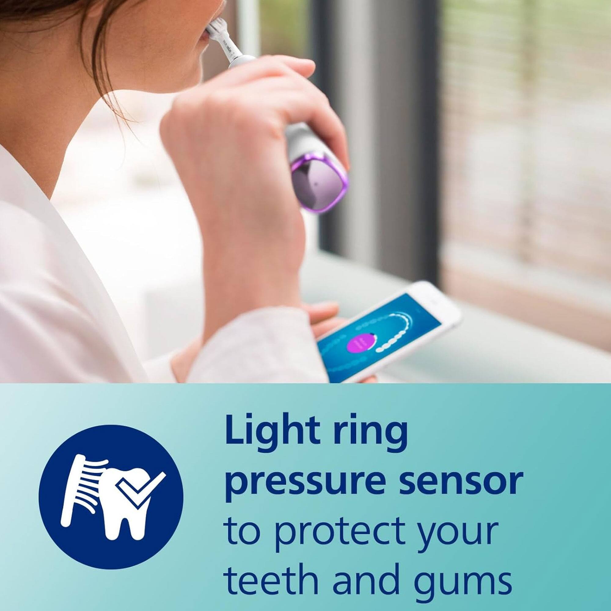 Light ring pressure sensor to protect your teeth and gums