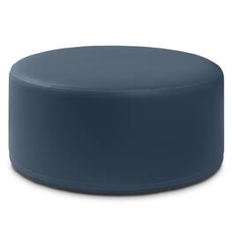Jaxx - Candler Round Couch Oversized Giant Coffee Table Ottoman, Kid Safe with Removable Cover, Oxford Blue - Faux Leather Oxford Blue