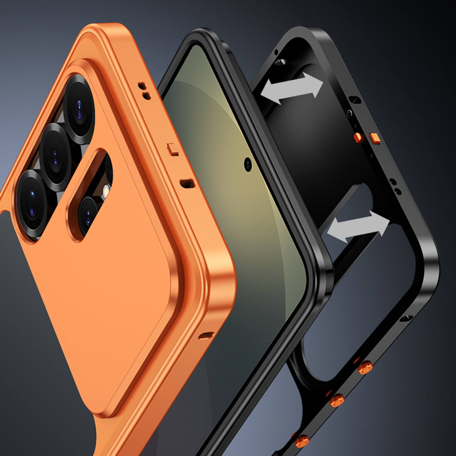 Back. Dteck - For Samsung Galaxy S26 Ultra Safety Lock Rugged Aluminum Alloy Metal Bumper Case Heat Dissipation Backless Design Cover - Silver.